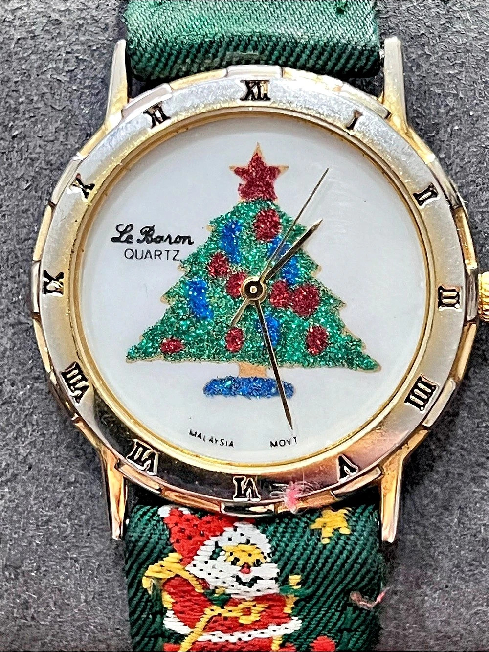 Le Baron Christmas tree watch Embroidered Christmas Watch Green Gold